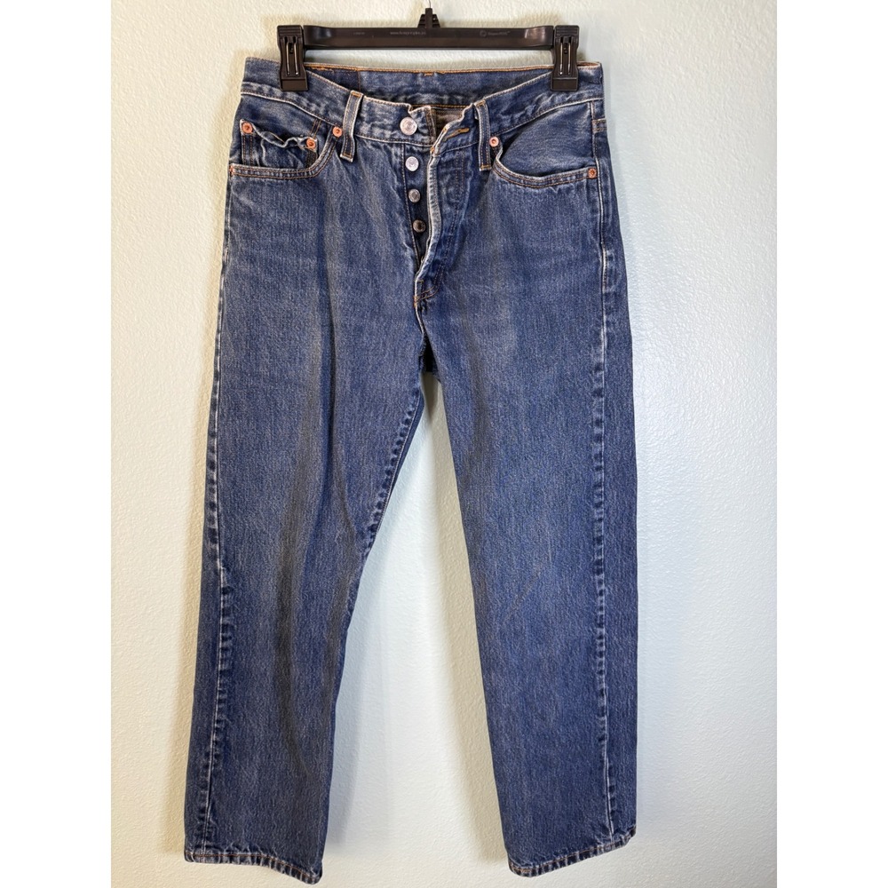 Levis 501 Original Fit Jeans Mens 30x30 Medium Wash Blue Straight Leg Button Fly